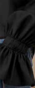 Midnight Puff Shoulder Blouse
