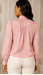 Blush Tie-Neck Bow Blouse