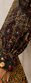 Patchwork Floral Tie-Neck Blouse