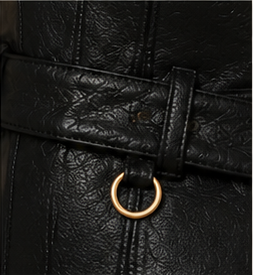 Misguided Black Faux Leather Corset Top with Belt Detail