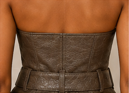 Misguided Brown Faux Leather Belted Corset Top