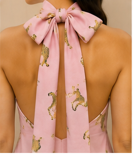 Pink Cheetah Bow-Back Mini Dress