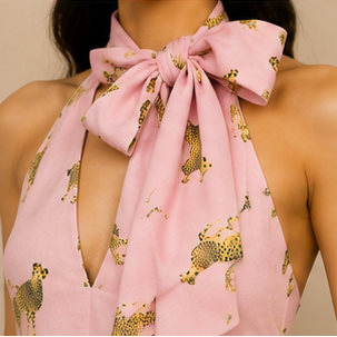 Pink Cheetah Bow-Back Mini Dress
