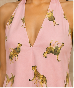 Pink Cheetah Bow-Back Mini Dress