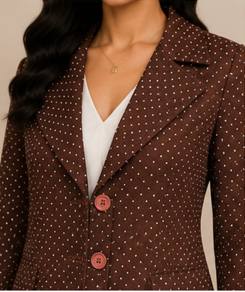 Chocolate Micro-Dot Tailored Blazer