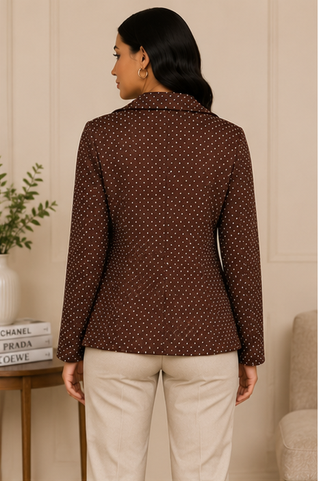 Chocolate Micro-Dot Tailored Blazer