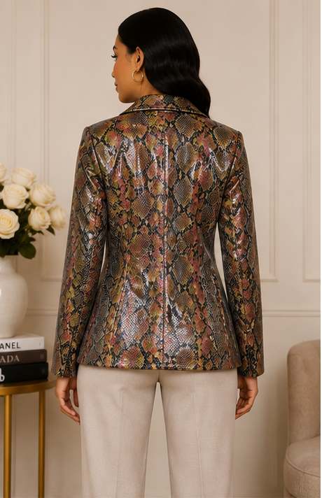 Autumn Mosaic Faux Snakeskin Blazer