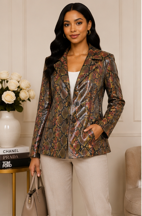 Autumn Mosaic Faux Snakeskin Blazer
