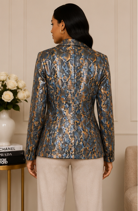 Midnight Mosaic Faux Snakeskin Blazer