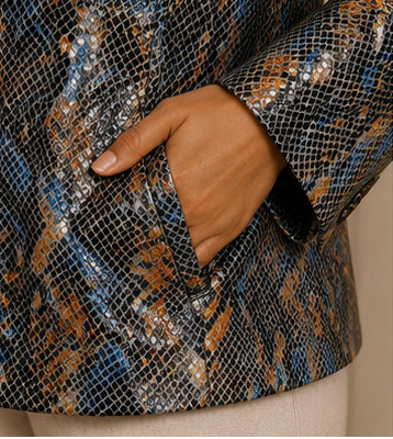 Midnight Mosaic Faux Snakeskin Blazer