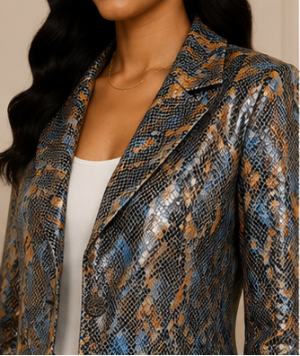 Midnight Mosaic Faux Snakeskin Blazer