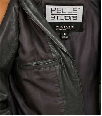 Charcoal Leather Blazer Jacket