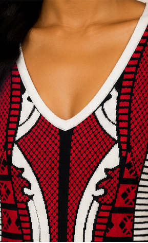 Crimson Contour Sweater Dress