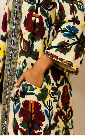 Botanical Mosaic Open-Front Kimono