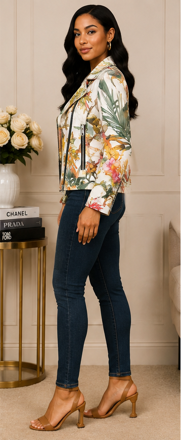 Tropical Bloom Moto Jacket