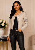 AKIRA Studded Faux Leather Moto Jacket – Cream