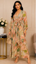 Blush Botanical Tie-Front Maxi Dress
