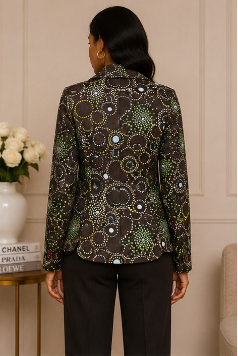 Abstract Circle Print Tailored Blazer
