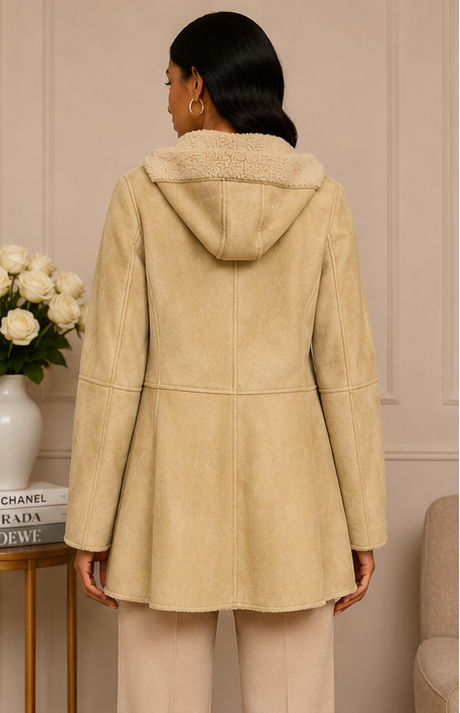 Cozy Faux Shearling Hooded Toggle Coat