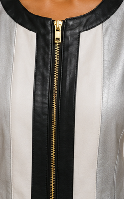 Modern Color block Faux Leather Moto Jacket