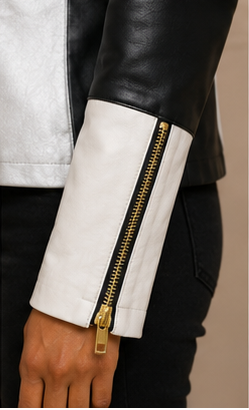 Modern Color block Faux Leather Moto Jacket