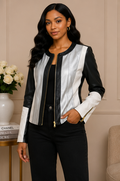 Modern Color block Faux Leather Moto Jacket