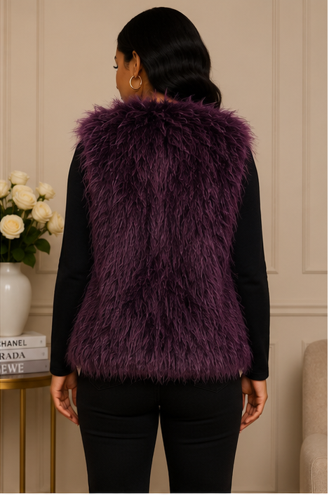 Forever 21 Deep Plum Faux Fur Vest