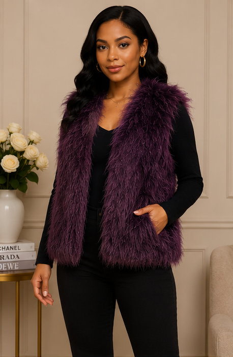 Forever 21 Deep Plum Faux Fur Vest