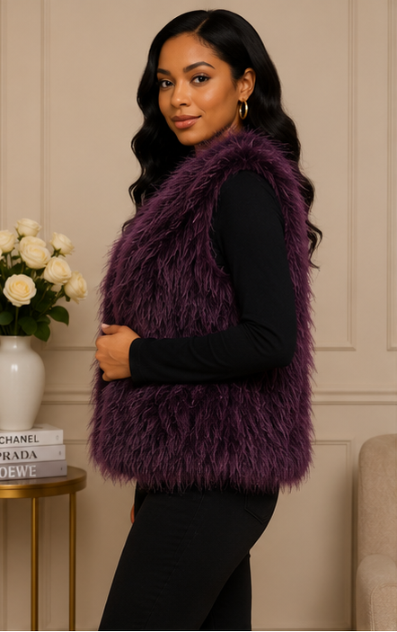 Forever 21 Deep Plum Faux Fur Vest