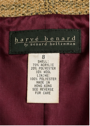 Harve Benard Designer Tweed Blazer with Floral Velvet Accents