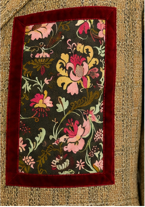 Harve Benard Designer Tweed Blazer with Floral Velvet Accents