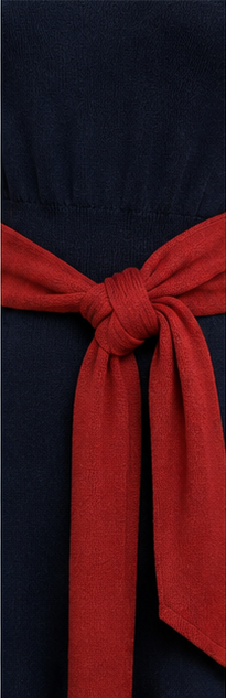 Tommy Bahama Navy Knit Sweater Dress with Matching Red Sash Belt