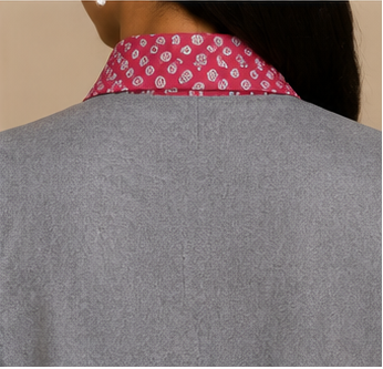 Vintage-Inspired Two-Piece Grey Midi Dress Set with Polka Dot Blouse