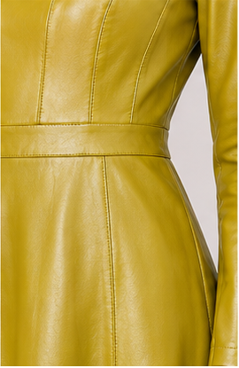 Olive Luxe Faux Leather Fit & Flare Midi Dress