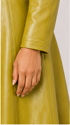 Olive Luxe Faux Leather Fit & Flare Midi Dress