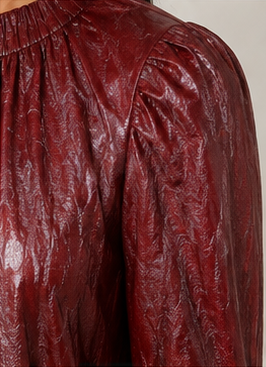 Bordeaux Luxe Crinkle Faux Leather Swing Dress