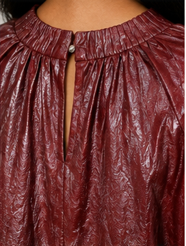 Bordeaux Luxe Crinkle Faux Leather Swing Dress