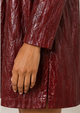 Bordeaux Luxe Crinkle Faux Leather Swing Dress