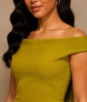 Olive Couture Off-Shoulder Cape Mini Dress