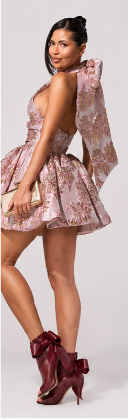 Rosé Bloom Couture Mini Dress