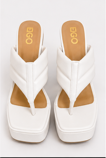 EGO White Platform Thong Heels