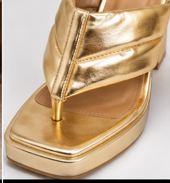 EGO Metallic Gold Platform Thong Heels