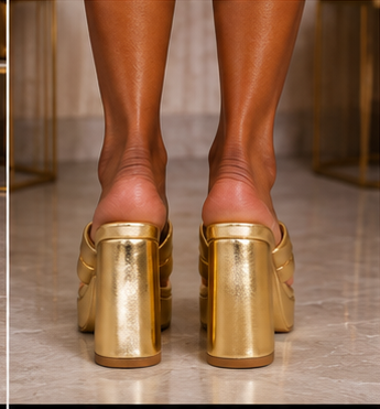 EGO Metallic Gold Platform Thong Heels