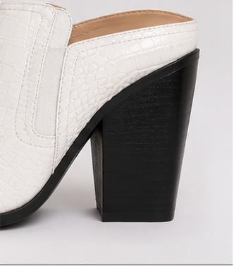 White Croc-Embossed Western Heeled Booties