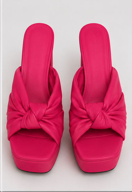 Hot Pink Knotted Platform Mules