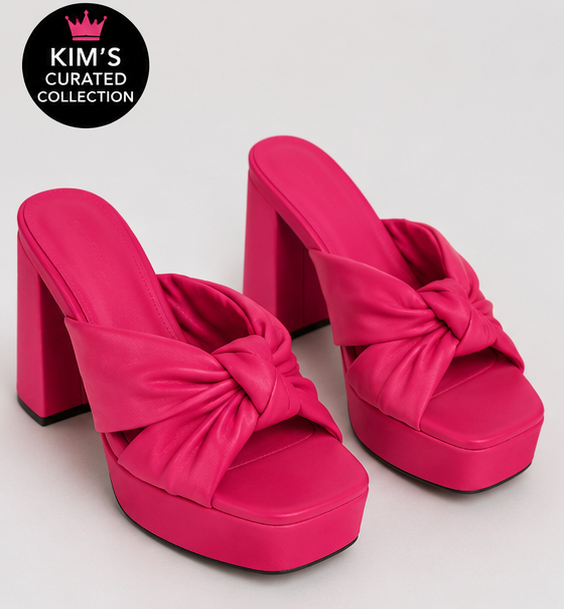 Hot Pink Knotted Platform Mules