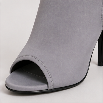 Gray Peep-Toe Stiletto Booties