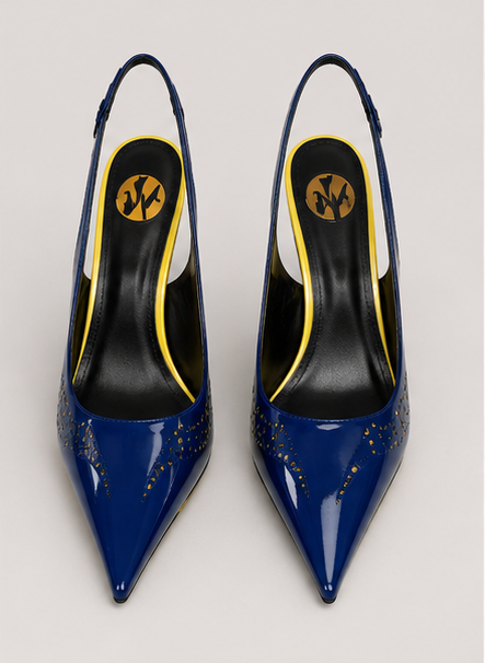 Cobalt Blue Pointed-Toe Slingback Heels