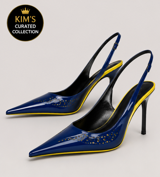 Cobalt Blue Pointed-Toe Slingback Heels