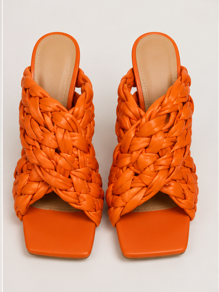 Orange Woven Statement Heels